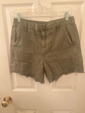 aerie Olive Green Frayed-Hem Utility Shorts
